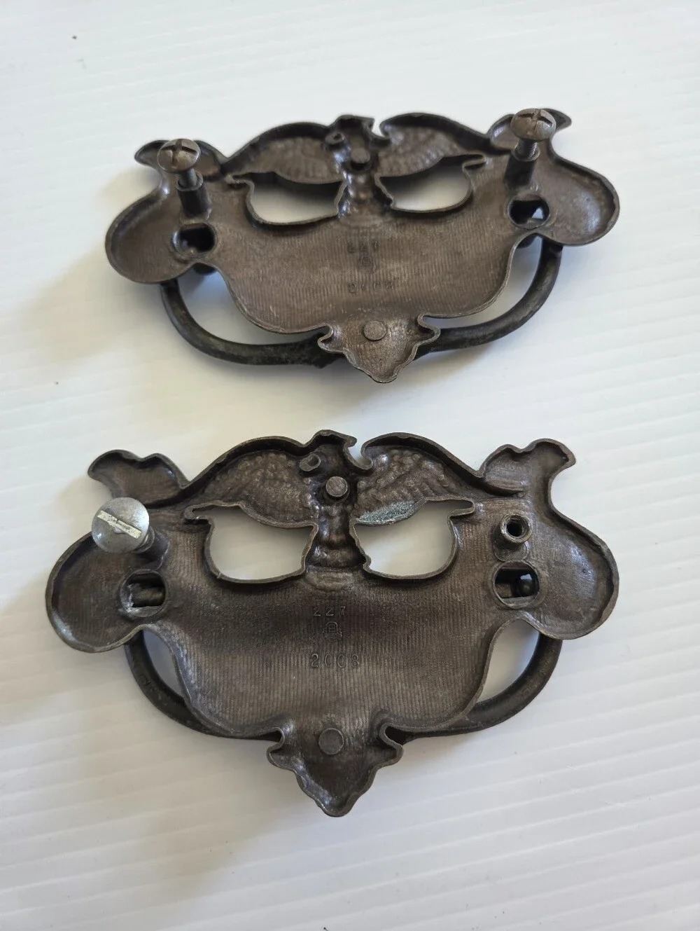 Vintage Pair of American Eagle Dresser Drawer Pulls, 3
